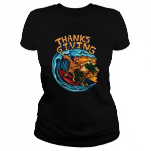 Oldschool Turkey Thanksgiving Surfing Wave  Classic Women's T-shirt