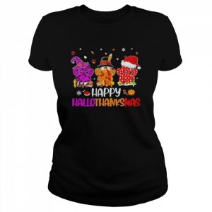 Paw Prints Happy HalloThanksMas Halloween Thanksgiving Christmas Dog Happy Halloween 2022 T-Shirt Classic Women's T-shirt