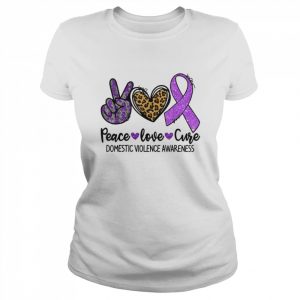 Peace Love Cure Purple Ribbon Domestic Violence Awareness T-Shirt Classic Women's T-shirt