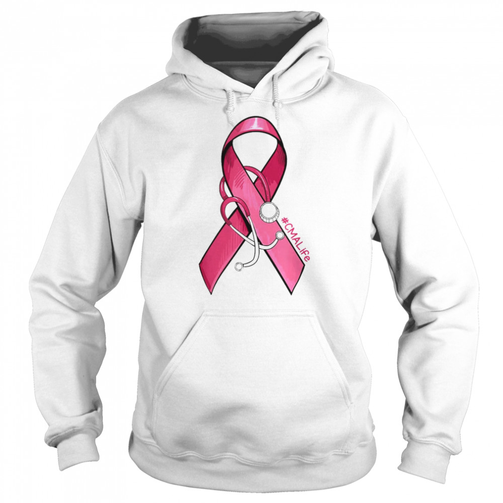 Pink Ribbon Stethoscope CMA Life Breast Cancer Support T-Shirt Unisex Hoodie