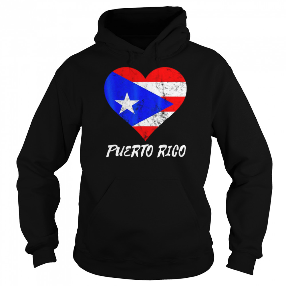 Puerto Rico Heart Puertorro Puerto Rican Flag Boricua Roots  Unisex Hoodie