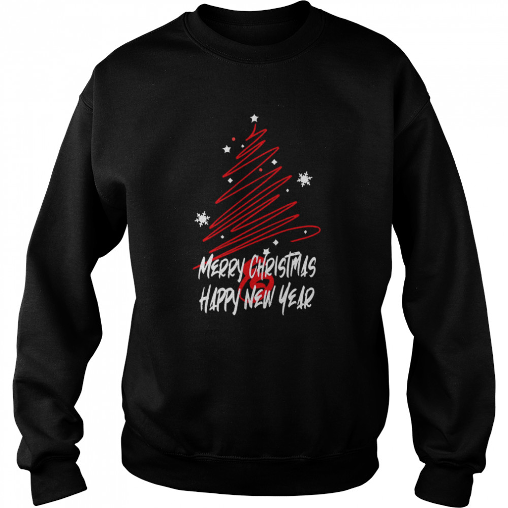 Red Tree Happy New Year Merry Christmas  Unisex Sweatshirt