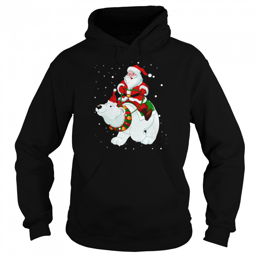 Riding Polar Bear Christmas Bear Santa  Unisex Hoodie