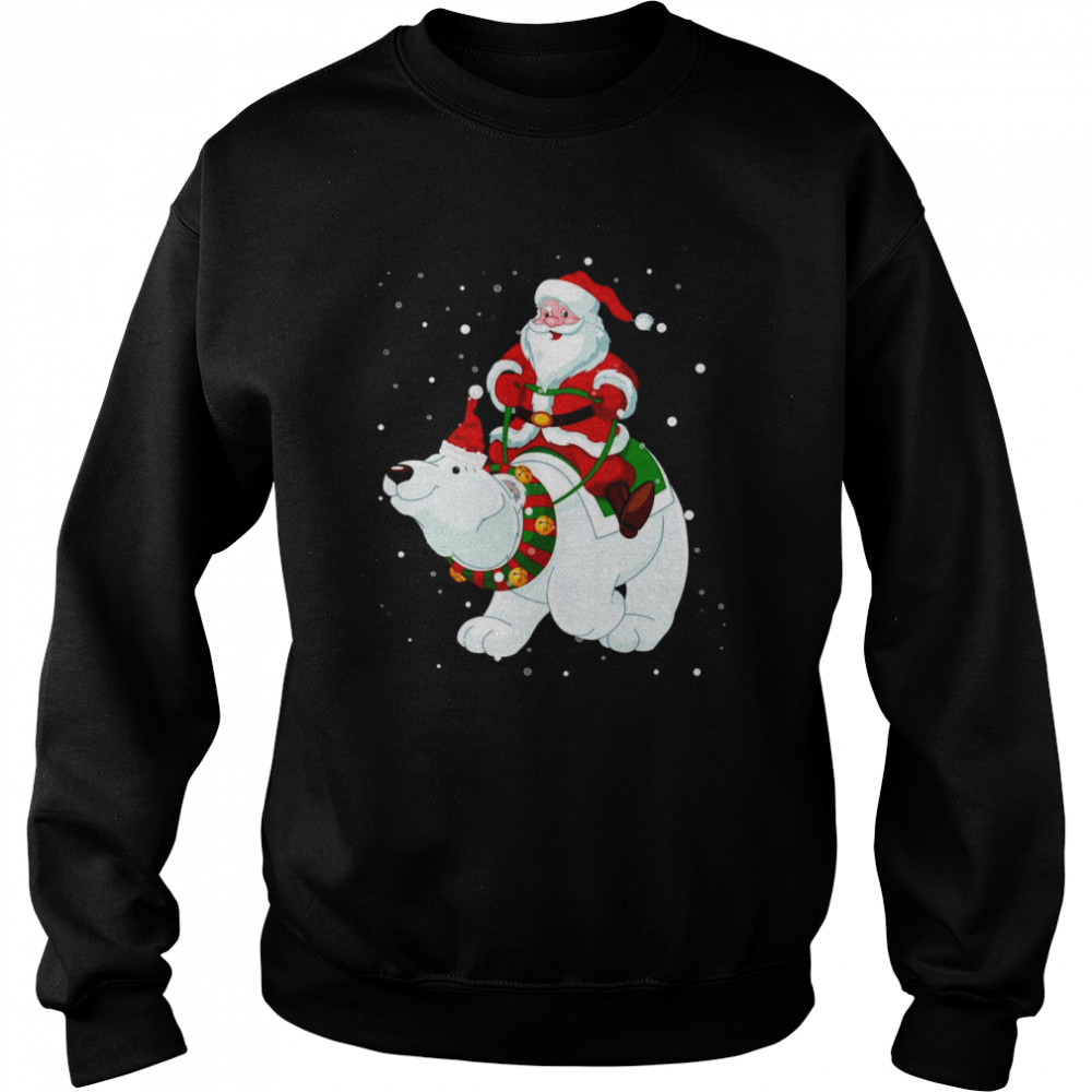 Riding Polar Bear Christmas Bear Santa  Unisex Sweatshirt