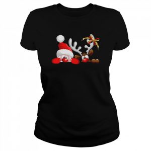 Santa And Reindeer Cartoon Funny Christmas  Classic Women's T-shirt