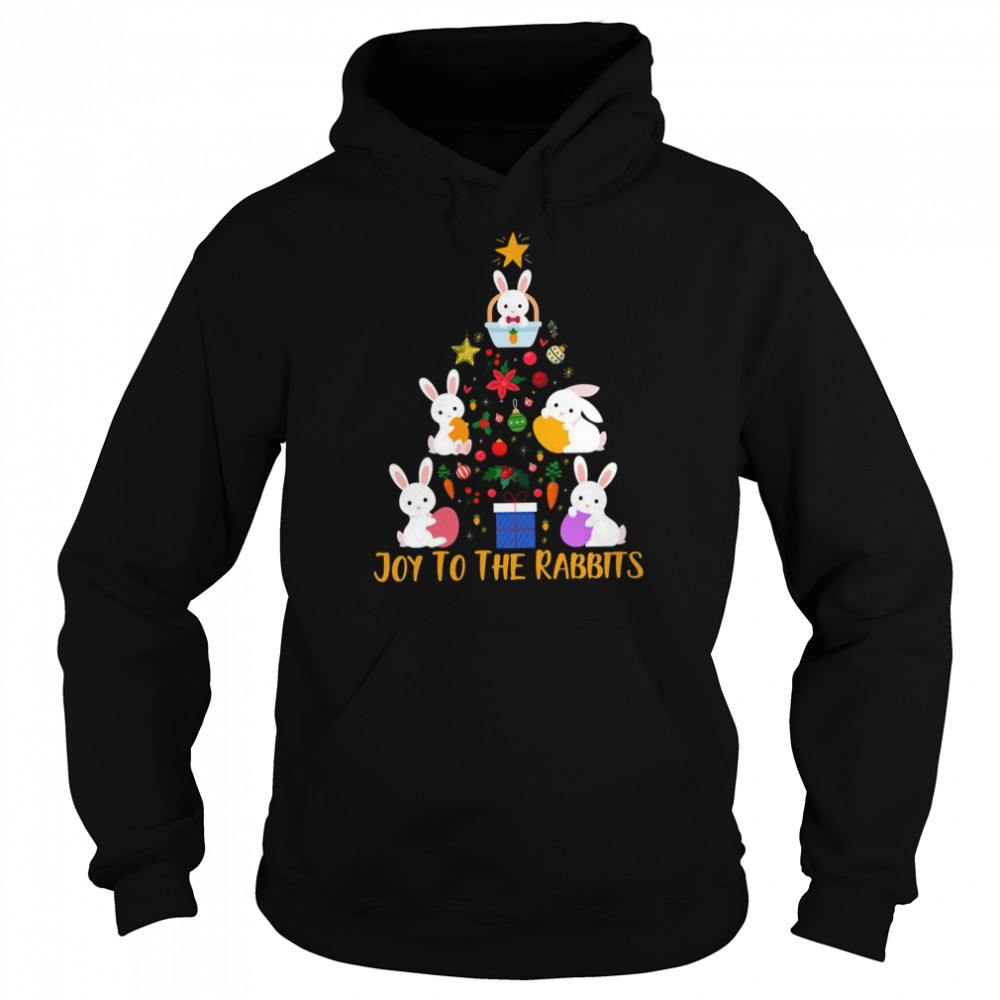 Santa Art Joy To The Rabbits Christmas Tree  Unisex Hoodie