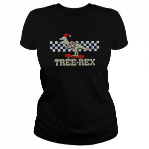 Santa Graphic Holiday Tree Rex Skateboarding ‘s  Classic Women's T-shirt