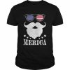 Santa Merica America Flag Glasses Mustache  Classic Men's T-shirt