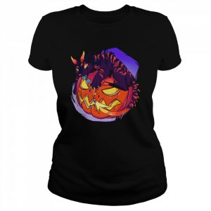 Scary Cat With Horns Pumpkin Cat  Classic Women's T-shirt