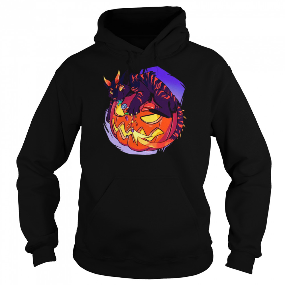 Scary Cat With Horns Pumpkin Cat  Unisex Hoodie