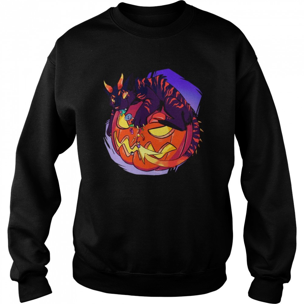 Scary Cat With Horns Pumpkin Cat  Unisex Sweatshirt