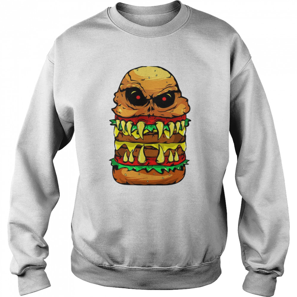 Scary Cheeseburger For Burger Person  Unisex Sweatshirt