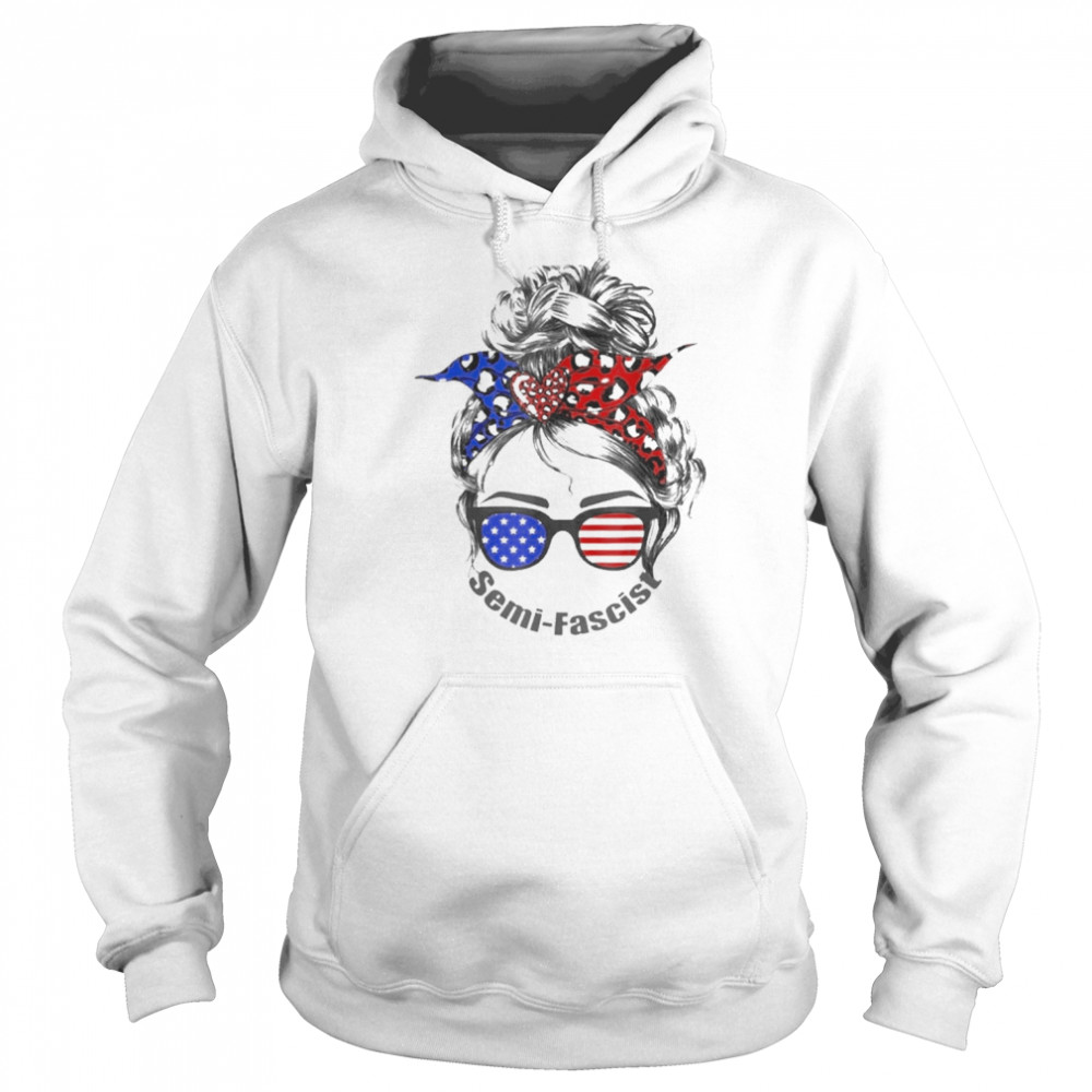 Semi-Fascist Messy Bun American Flag USA Vintage Shirt Unisex Hoodie