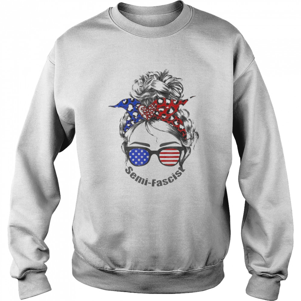 Semi-Fascist Messy Bun American Flag USA Vintage Shirt Unisex Sweatshirt