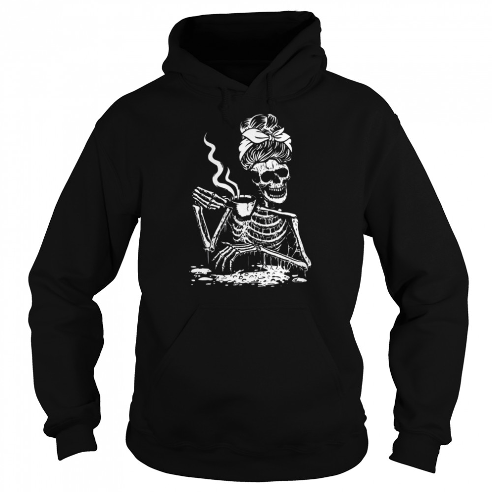 Skeleton coffee messy bun design  Unisex Hoodie