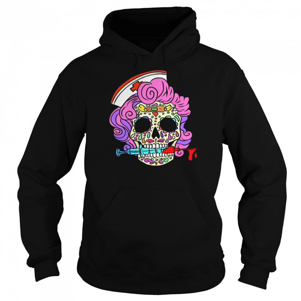 Skull Halloween Nurse Nursing Cute Design  Unisex Hoodie