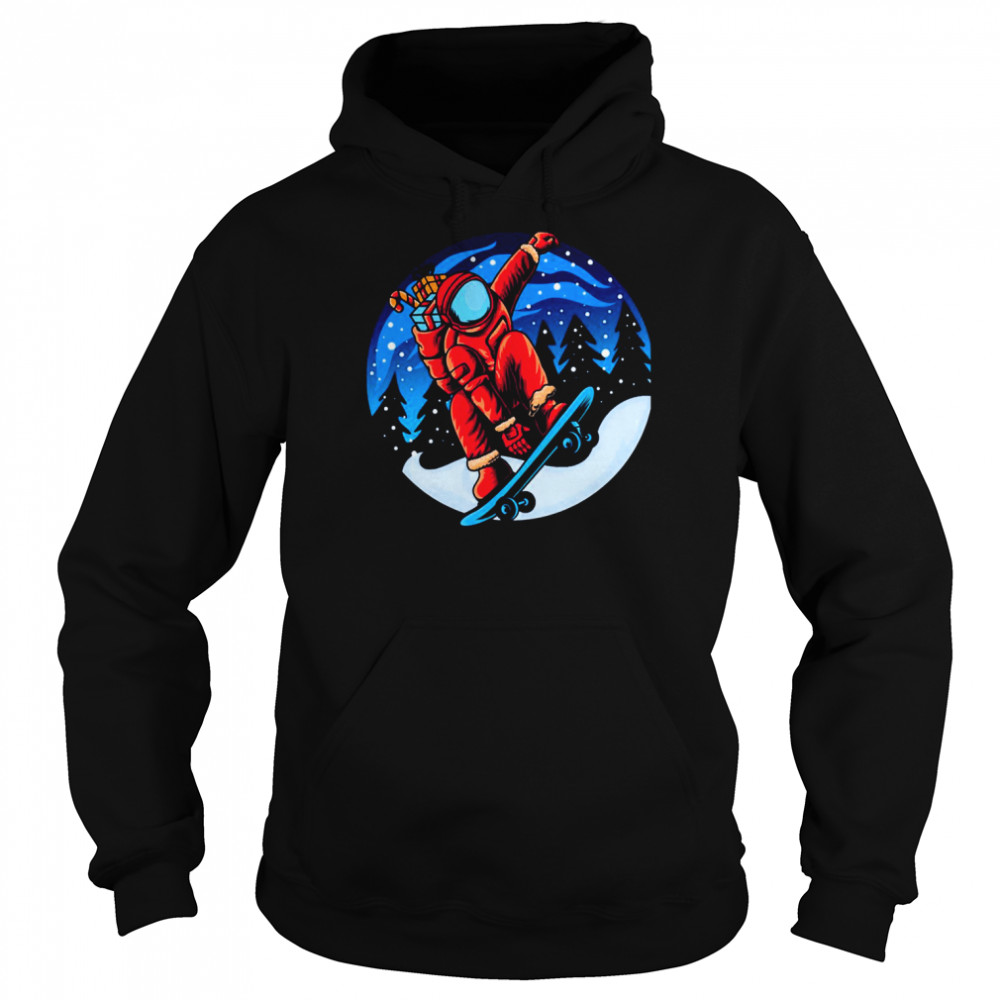 Snowskating Astronaut Christmas Gift  Unisex Hoodie