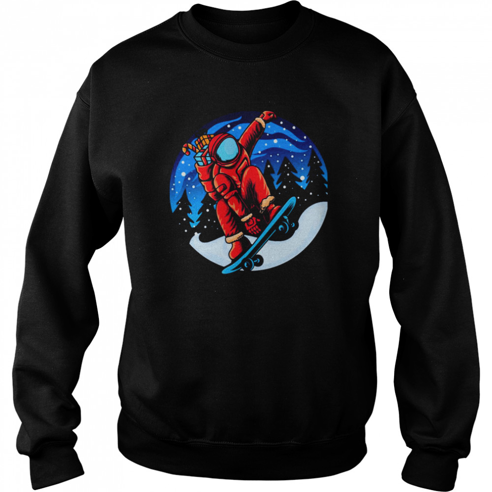 Snowskating Astronaut Christmas Gift  Unisex Sweatshirt