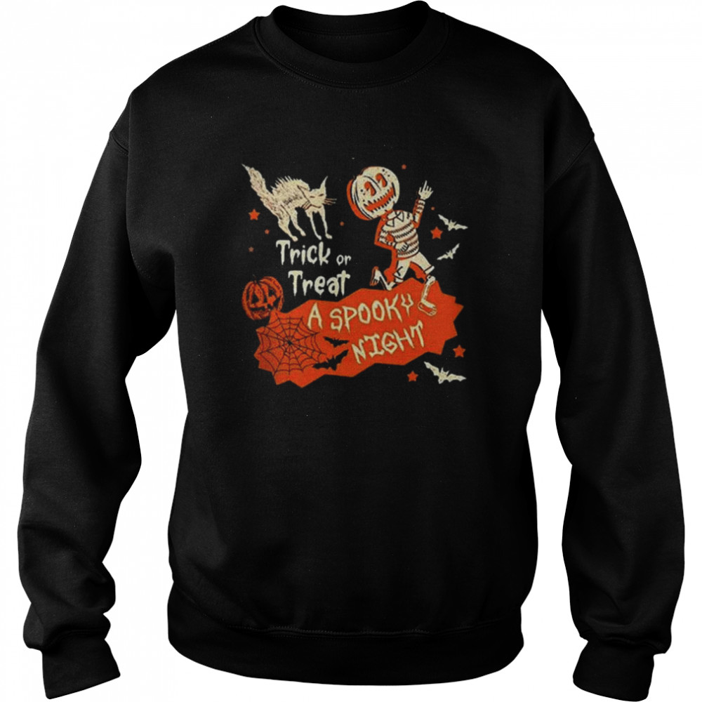 Spooky Halloween Horror Nights Trick R Treat Skeleton Pumpkin Shirt Unisex Sweatshirt