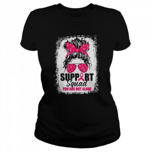 Support Squad Messy Bun Warrior Breast Cancer Awareness  Classic Women's T-shirt