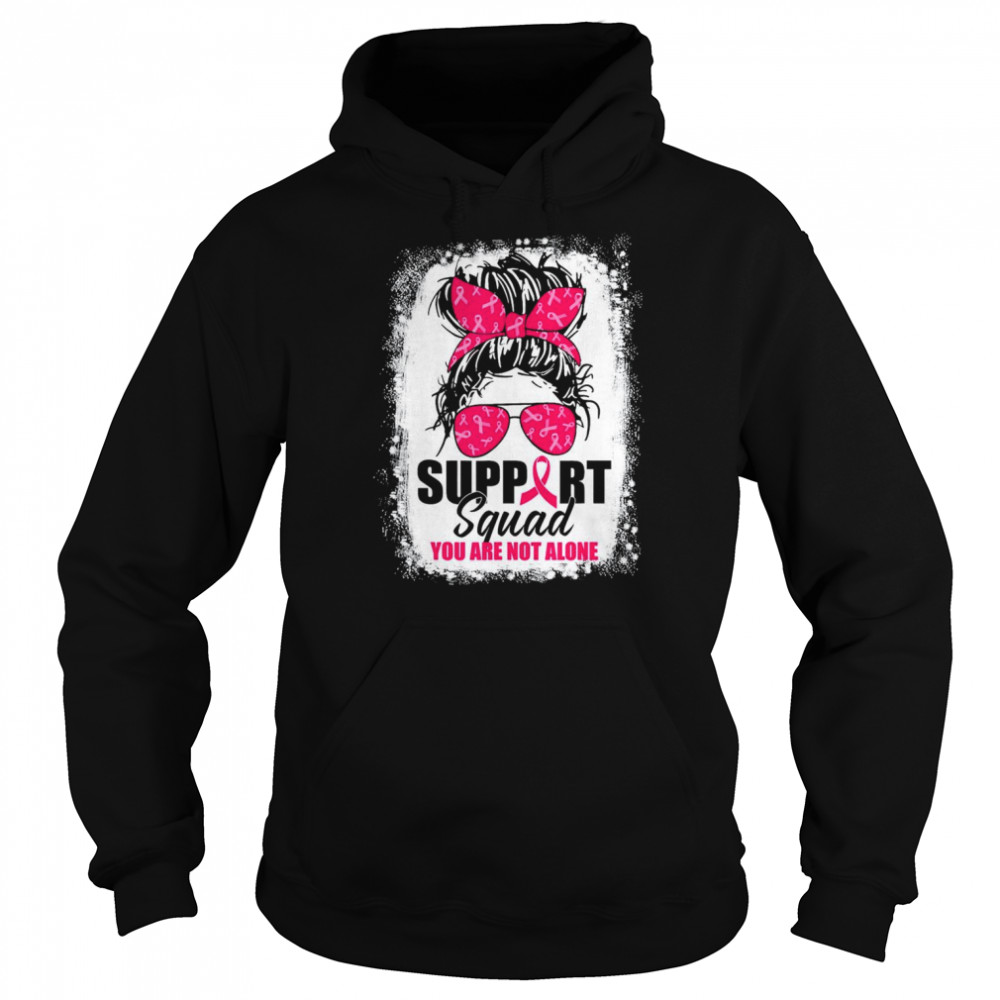 Support Squad Messy Bun Warrior Breast Cancer Awareness  Unisex Hoodie