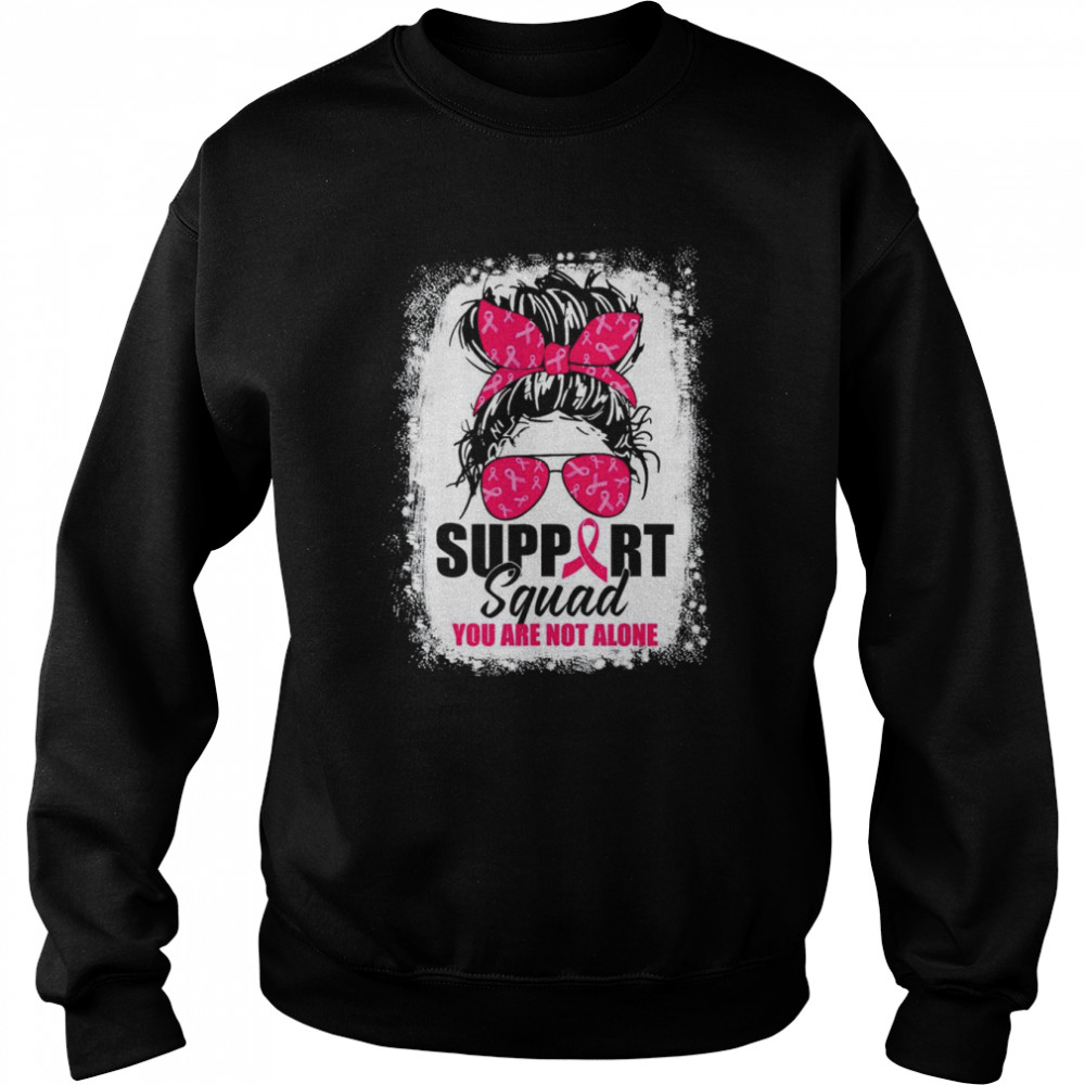 Support Squad Messy Bun Warrior Breast Cancer Awareness  Unisex Sweatshirt