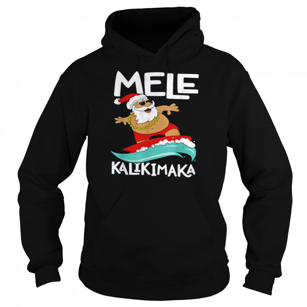 Surfing Santa Mele Kalikimaka Christmas Hawaii  Unisex Hoodie