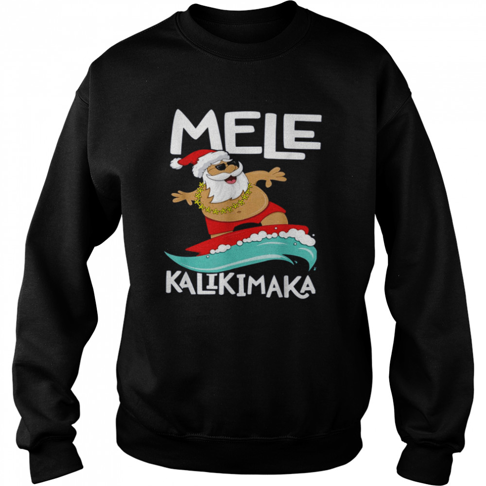 Surfing Santa Mele Kalikimaka Christmas Hawaii  Unisex Sweatshirt