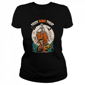 T Rex Dinosaur And Skeleton Trick Rawr Treat Halloween  Classic Women's T-shirt