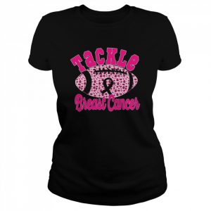 Tackle Breast Cancer Awareness Pink Ribbon Leopard Football Breast Cancer Awareness Shirt Classic Women's T-shirt