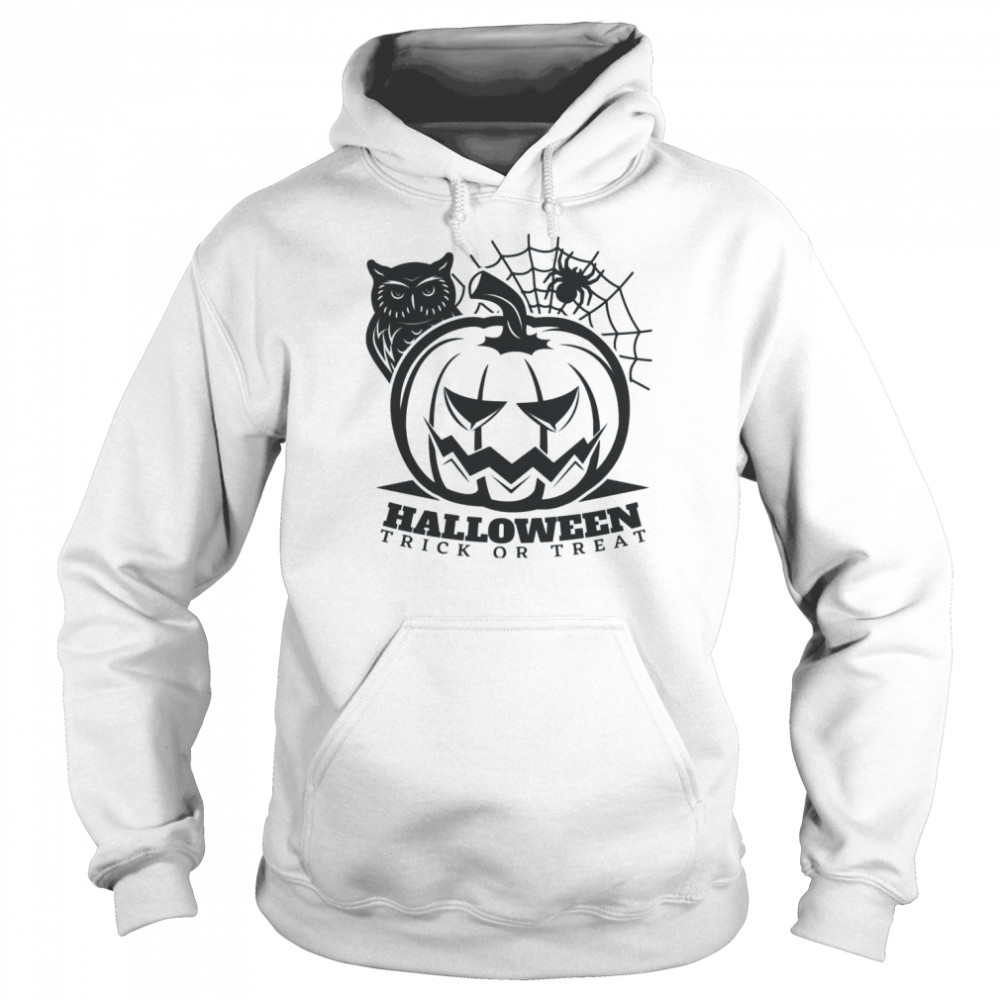 Trick Or Treat Halloween Black And White Art  Unisex Hoodie