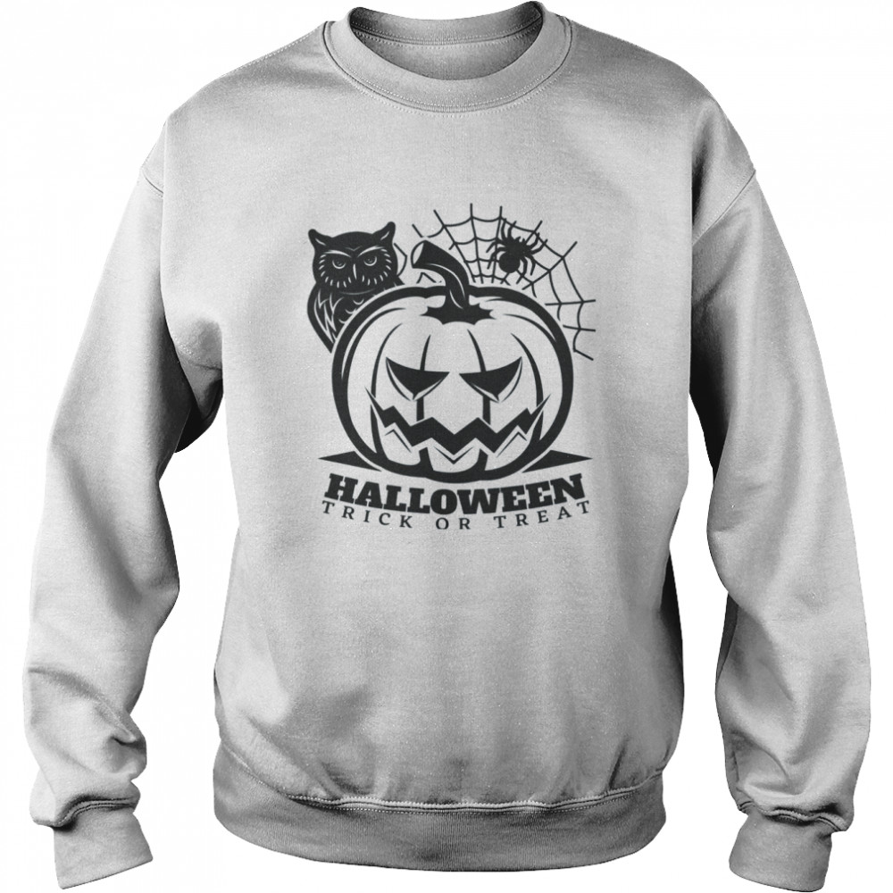 Trick Or Treat Halloween Black And White Art  Unisex Sweatshirt