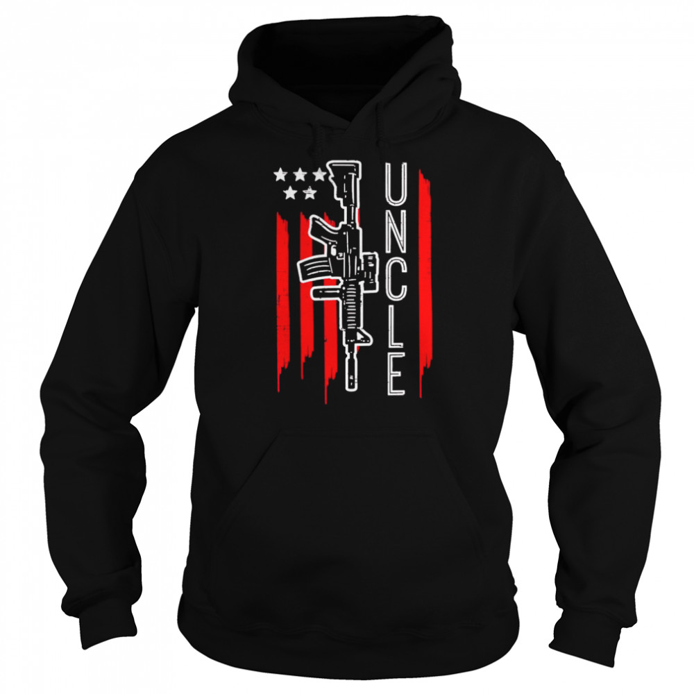 US American Flag Rifle Uncle Vintage Fathers Day Patriot Day Shirt Unisex Hoodie