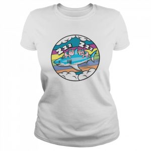 Unicorn Riding Shark Funny Unicorns Sleeping On Shark  Classic Women's T-shirt