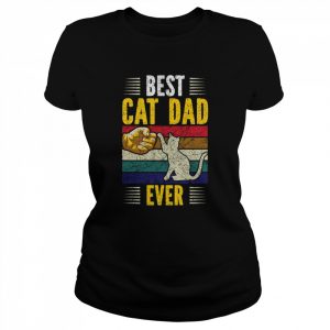 Vintage Best Cat Dad Ever Gold Personalized Cat Dad Shirt Classic Women's T-shirt