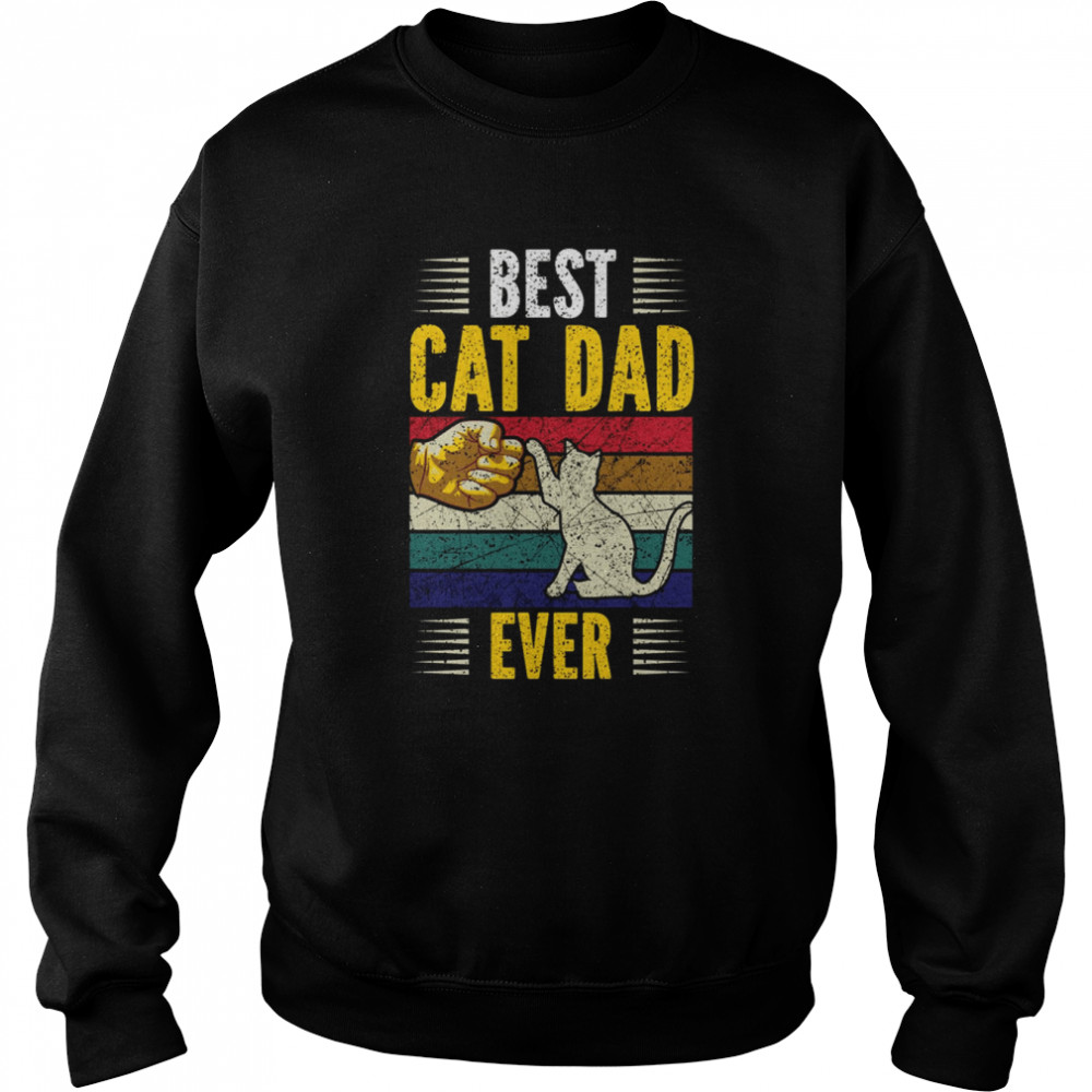 Vintage Best Cat Dad Ever Gold Personalized Cat Dad Shirt Unisex Sweatshirt