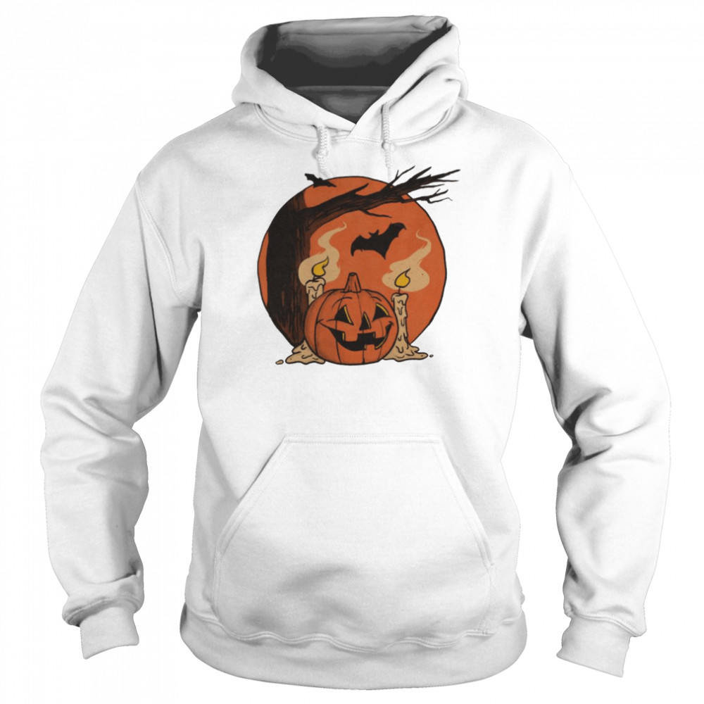 Vintage Pumpkin Scene Halloween Monsters  Unisex Hoodie