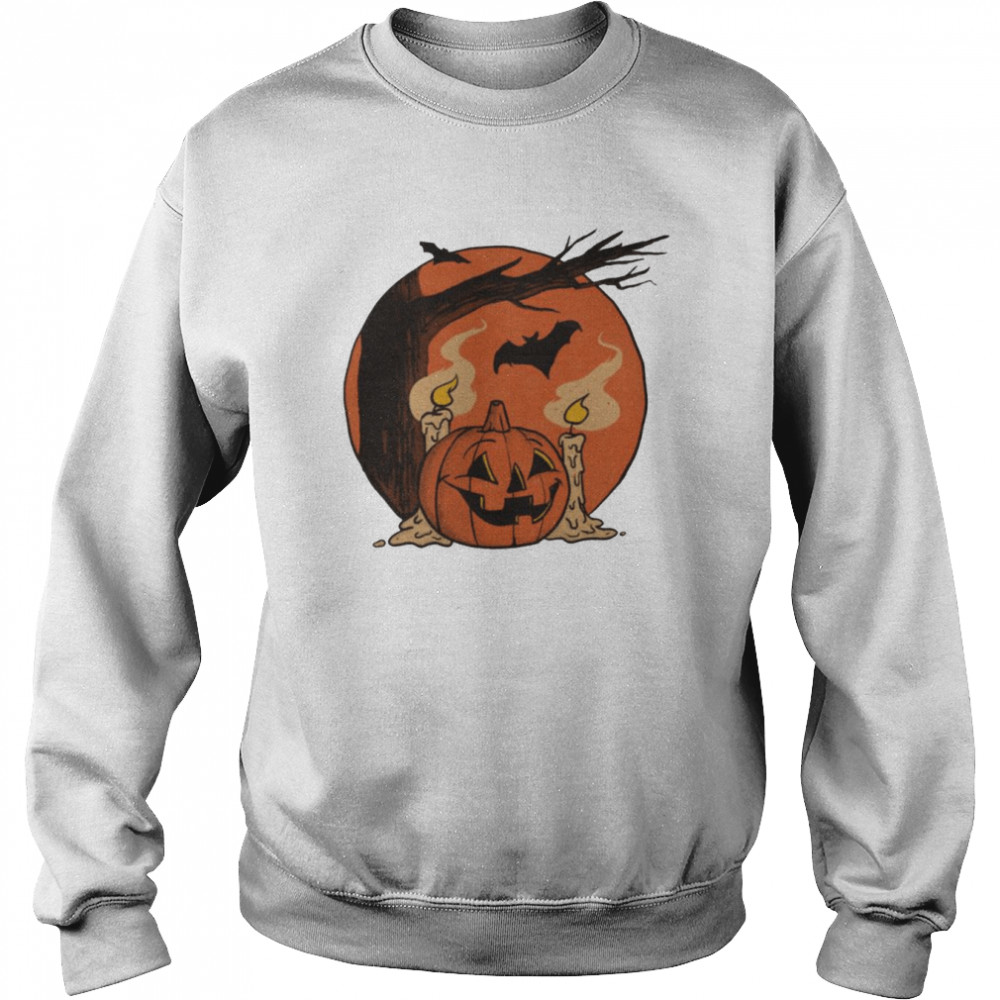 Vintage Pumpkin Scene Halloween Monsters  Unisex Sweatshirt