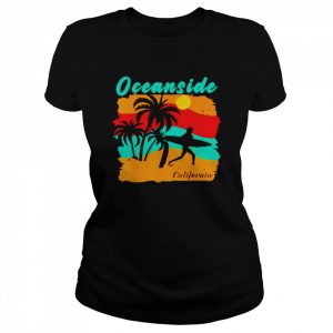 Vintage sunset beach surfing oceanside California  Classic Women's T-shirt