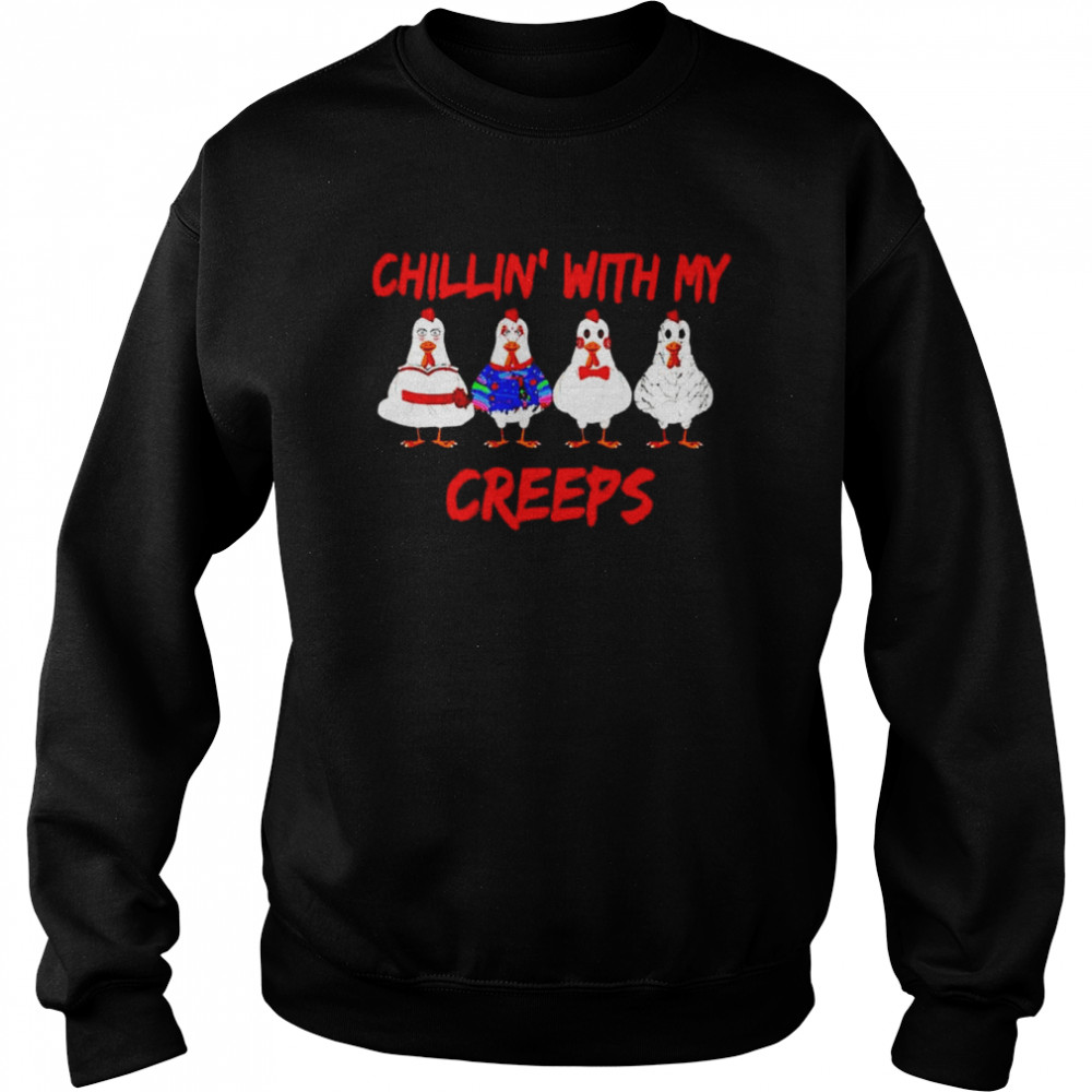 chicken Halloween chilling with my creeps  Unisex Sweatshirt